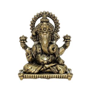 Brass Statue Of Compact Ganesh 2.8 Inch Height – Premium Brass Deity Idol for Home & Temple