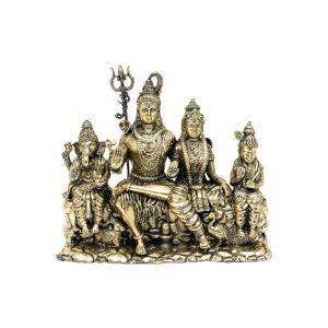 Brass Shiv Parivar Statue – Divine Hindu God Family Figurine 5″ Inch – Premium Brass Deity Idol for Home & Temple