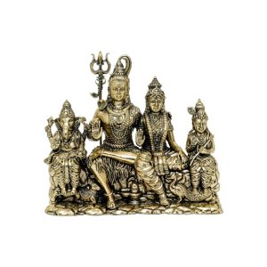 Brass Shiv Parivar Statue – Divine Hindu God Family Figurine 4.4″ Inch – Premium Brass Deity Idol for Home & Temple