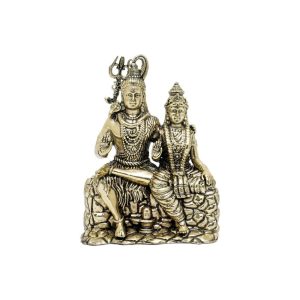 Brass Shiv Parvati For Collectible Handicraft 3.4″ Inch – Premium Brass Deity Idol for Home & Temple