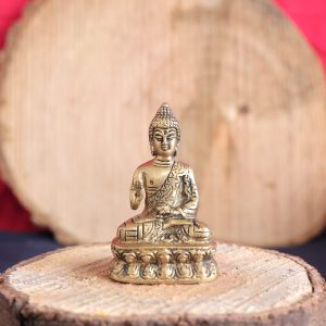 Brass Small Meditating Buddha Statue – 3.2 Inch – Premium Brass Deity Idol for Home & Temple