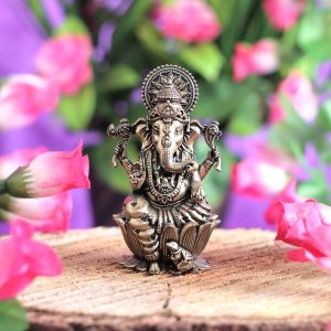 Brass Small Ganpati Statue – 2.5 Inch – Premium Brass Deity Idol for Home & Temple
