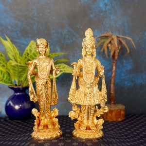 Brass Swaminarayan Pair Statue 2.7″Inch – Premium Brass Deity Idol for Home & Temple