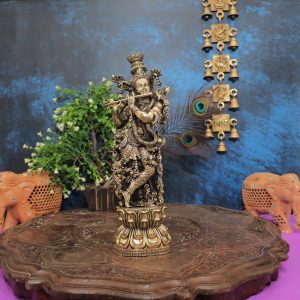 Brass Standing Krishna idol 9.6″ inch – Handcrafted for Pooja Room & Spiritual Décor