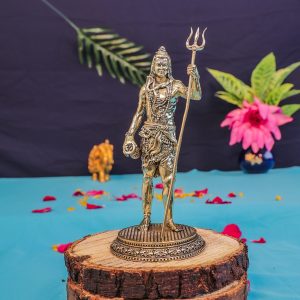 Brass Standing Shiva Statue 7.8″ Inch – Premium Brass Deity Idol for Home & Temple