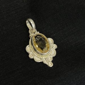 Natural Citrine Silver Pendant | Approx 3.5 Carat | Certified 925 Sterling Silver Jewellery | Natural Citrine for Success & Abundance