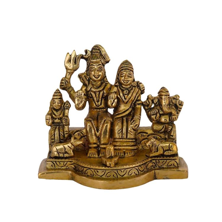 Brass Shiv family Idol for Puja Room Gift Items Collectible Handicraft Art 3.1″ Inch – Handcrafted for Pooja Room & Spiritual Décor