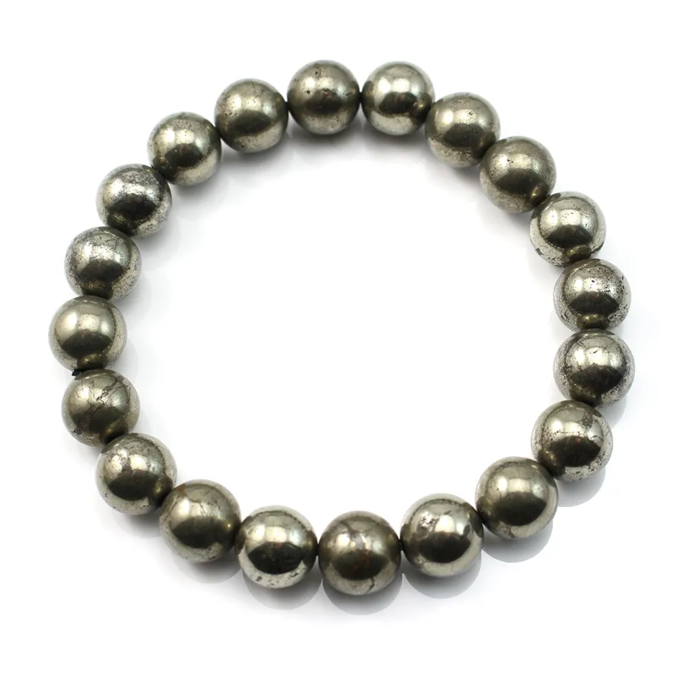 Raw Pyrite Bracelet for Wealth Attraction & Abundance, 10mm