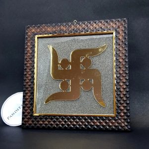 Swastika Pyrite Photo Frame for Good Fortune & Opportunities, 6x6 inch